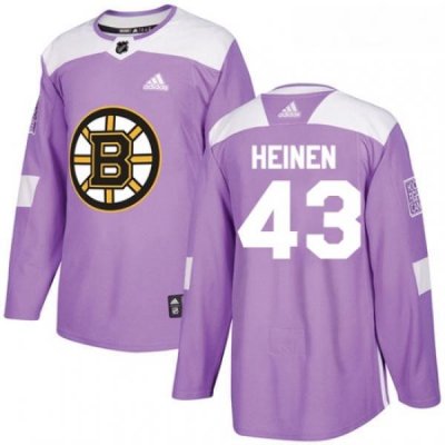 Youth Adidas Boston Bruins 43 Danton Heinen Authentic Purple Fights Cancer Practice NHL Jersey