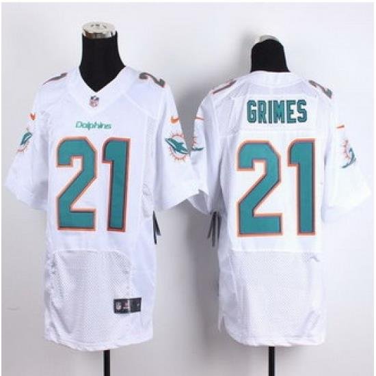 New Miami Dolphins #21 Brent Grimes White Men Stitched NFL New Elite Jersey