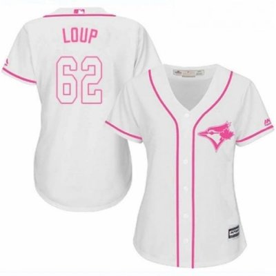 Womens Majestic Toronto Blue Jays 62 Aaron Loup Authentic White Fashion Cool Base MLB Jersey