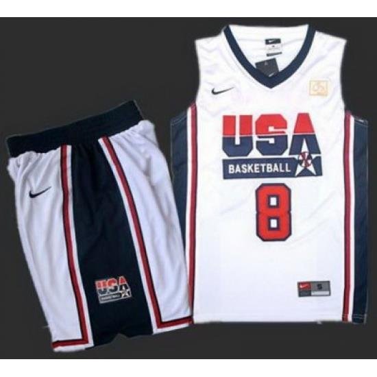 USA Basketball Retro 1992 Olympic Dream Team White Jersey & Shorts Suit #8 Scottie Pippen