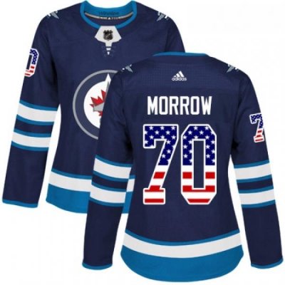 Womens Adidas Winnipeg Jets 70 Joe Morrow Authentic Navy Blue USA Flag Fashion NHL Jersey