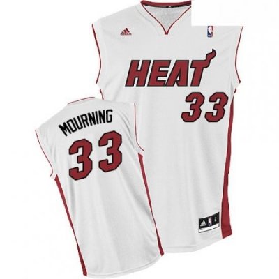 Mens Adidas Miami Heat 33 Alonzo Mourning Swingman White Home NBA Jersey