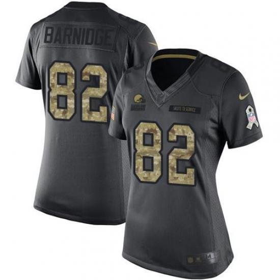 Nike BroWns #82 Gary Barnidge Black Womens Stitched NFL Limited 2016 Salute to Service Jersey