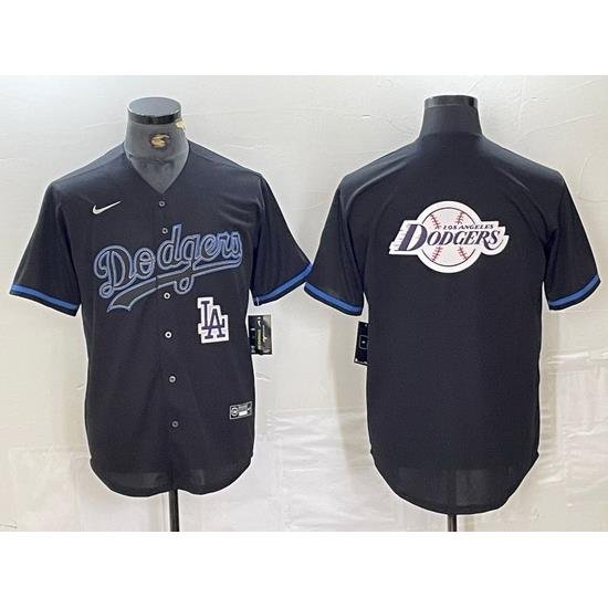 Men Los Angeles Dodgers Team Big Logo Black Cool Base Stitched Baseball Jersey 5