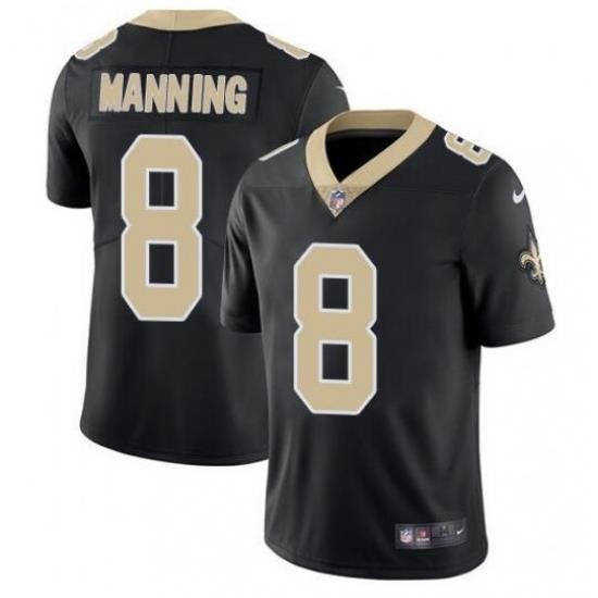 Men New Orleans Saints 8 Archie Manning 2021 Black Vapor Untouchable Limited Stitched Jersey