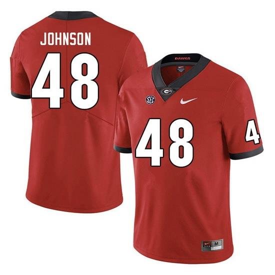 Men #48 Cooper Johnson Georgia Bulldogs College Football Jerseys Sale-Red