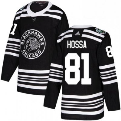 Mens Adidas Chicago Blackhawks 81 Marian Hossa Authentic Black 2019 Winter Classic NHL Jersey