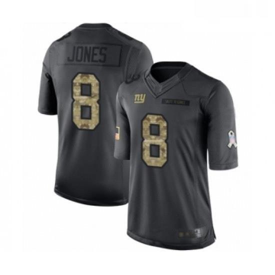 Youth New York Giants 8 Daniel Jones Limited Black 2016 Salute to Service Football Jersey