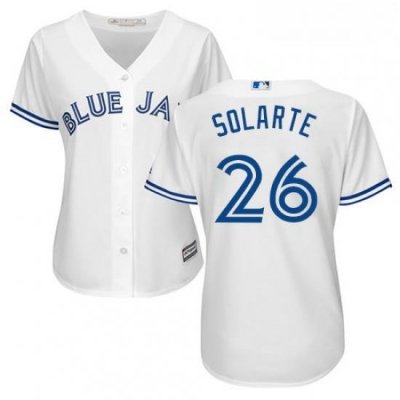 Womens Majestic Toronto Blue Jays 26 Yangervis Solarte Replica White Home MLB Jersey