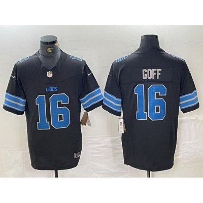 Men Detroit Lions 16 Jared Goff black 2024 F U S E  Vapor Limited Stitched Jersey