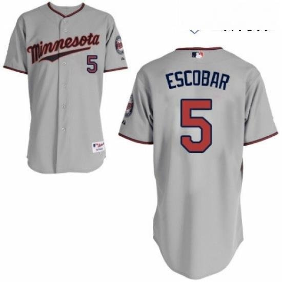 Mens Majestic Minnesota Twins 5 Eduardo Escobar Authentic Grey Road Cool Base MLB Jersey