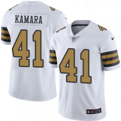 Mens Nike NeW Orleans Saints 41 Alvin Kamara Limited White Rush Vapor Untouchable NFL Jersey