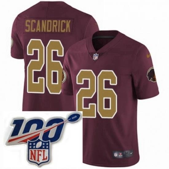 Mens Nike Washington Redskins 26 Orlando Scandrick Burgundy RedGold Number Alternate 80TH Anniversary Vapor Untouchable Limited Stitched 100th anniversary