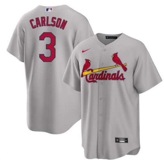 Men St  Louis Cardinals 3 Dylan Carlson Grey Cool Base Stitched Jersey