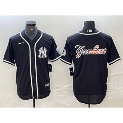 Men NeW York Yankees Black Team Big Logo Cool Base Stitched Baseball Jersey 11