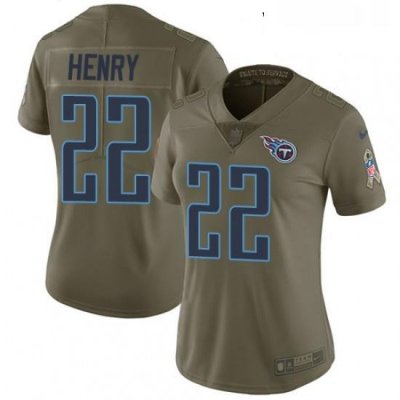 Womens Nike Tennessee Titans 22 Derrick Henry Limited Olive 2017 Salute to Service NFL Jersey