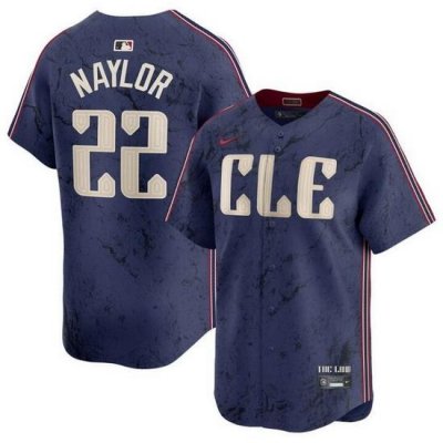 Men Cleveland Guardians 22 Josh Naylor Navy 2024 City Connect Limited Stitched Baseball Jersey