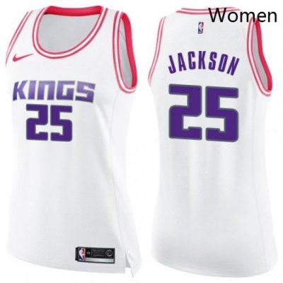 Womens Nike Sacramento Kings 25 Justin Jackson Swingman WhitePink Fashion NBA Jersey