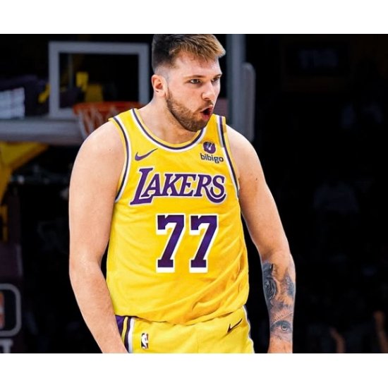 Men Los Angeles Lakers Luka Doncic #77 Gold Stitched NBA Jersey