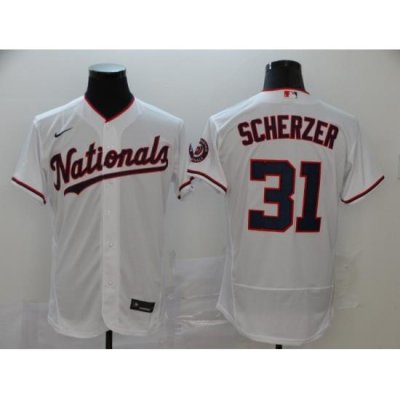 Nationals 31 Max Scherzer White Nike 2020 Flexbase Jersey