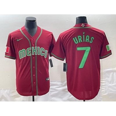 Men Mexico Baseball 7 Julio Urias 2023 Red World Baseball Classic Stitched Jersey