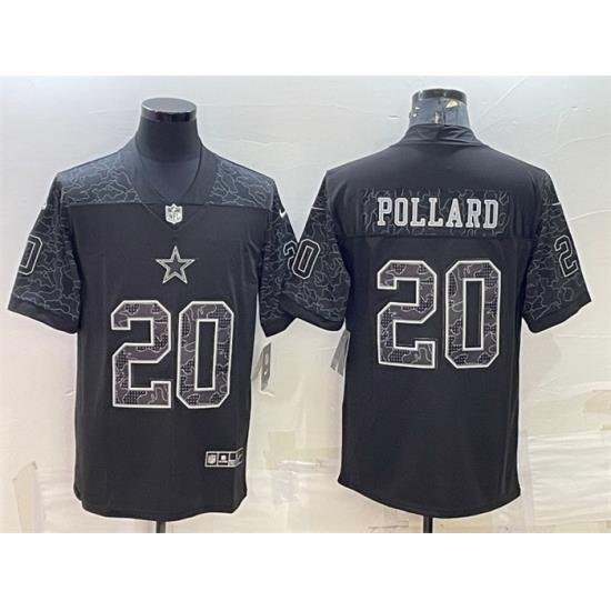 Men Dallas Cowboys 20 Tony Pollard Black Reflective Limited Stitched Football Jersey