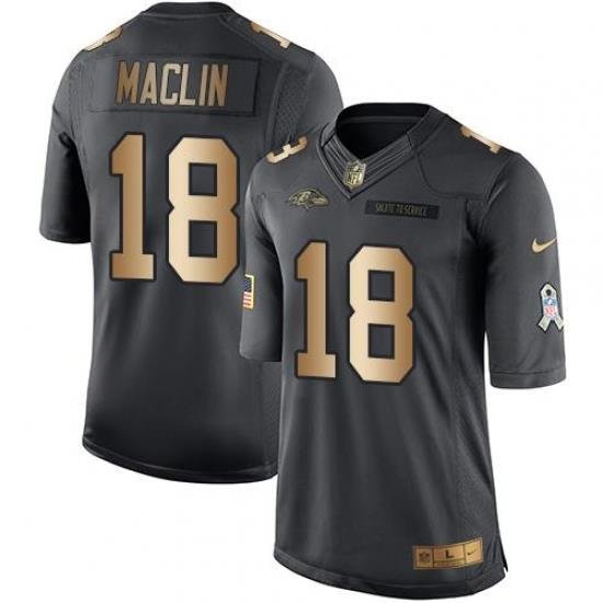 Nike Ravens #18 Jeremy Maclin Black Mens Stitched NFL Limited Gold Salute To Service Jersey