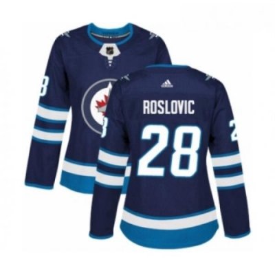 Womens Adidas Winnipeg Jets 28 Jack Roslovic Premier Navy Blue Home NHL Jersey