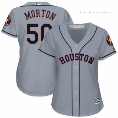 Womens Majestic Houston Astros 50 Charlie Morton Authentic Grey Road Cool Base MLB Jersey