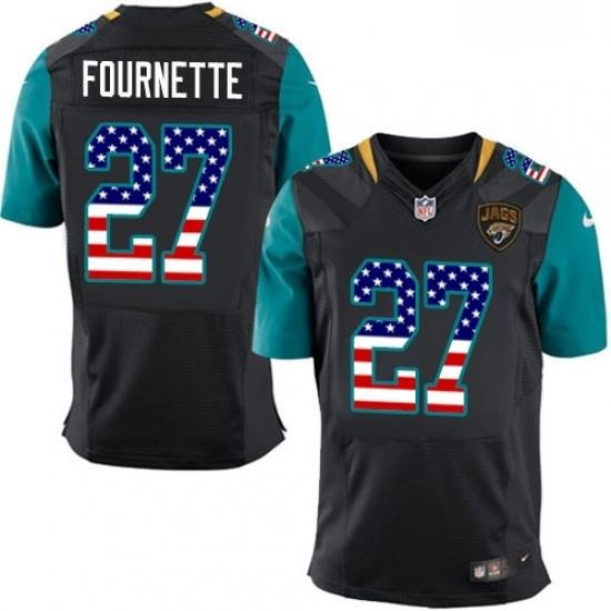 Men Nike Jacksonville Jaguars 27 Leonard Fournette Elite Black Alternate USA Flag Fashion NFL Jersey