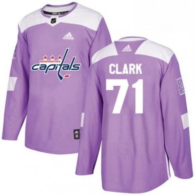 Mens Adidas Washington Capitals 71 Kody Clark Authentic Purple Fights Cancer Practice NHL Jerse