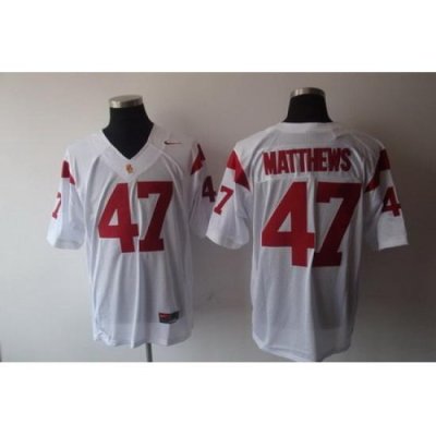 Trojans #47 Clay Matthews White Stitched NCAA Jersey