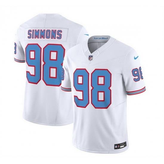 Men Tennessee Titans 98 Jeffery Simmons White 2023 F U S E  Vapor Limited Throwback Stitched Football Jersey