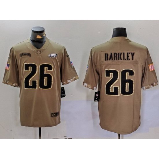 Men Philadelphia Eagles 26 Saquon Barkley Camo Salute To Service Limited Stitched Jersey