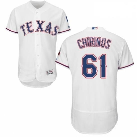 Mens Majestic Texas Rangers 61 Robinson Chirinos White Home Flex Base Authentic Collection MLB Jersey