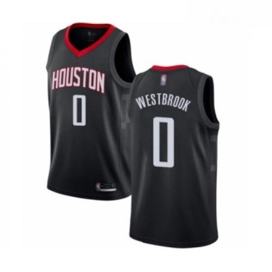 Womens Houston Rockets 0 Russell Westbrook Swingman Black Basketball Jersey Statement Edition