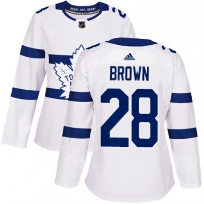 Womens Adidas Toronto Maple Leafs 28 Connor Brown Authentic White 2018 Stadium Series NHL Jersey