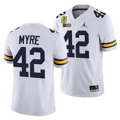 Michigan Wolverines Tate Myre White Tm 42 Patch Honor Oxford Shooting Victims Jersey