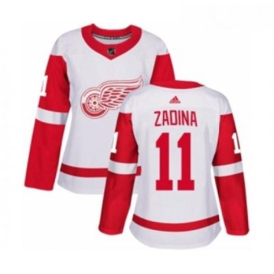 Womens Adidas Detroit Red Wings 11 Filip Zadina Authentic White Away NHL Jersey