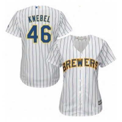 Womens Majestic Milwaukee Brewers 46 Corey Knebel Replica White Alternate Cool Base MLB Jersey