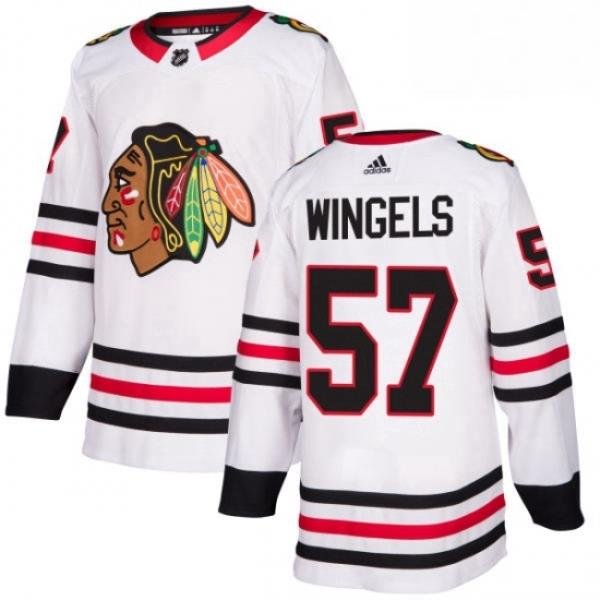 Mens Adidas Chicago Blackhawks 57 Tommy Wingels Authentic White Away NHL Jersey