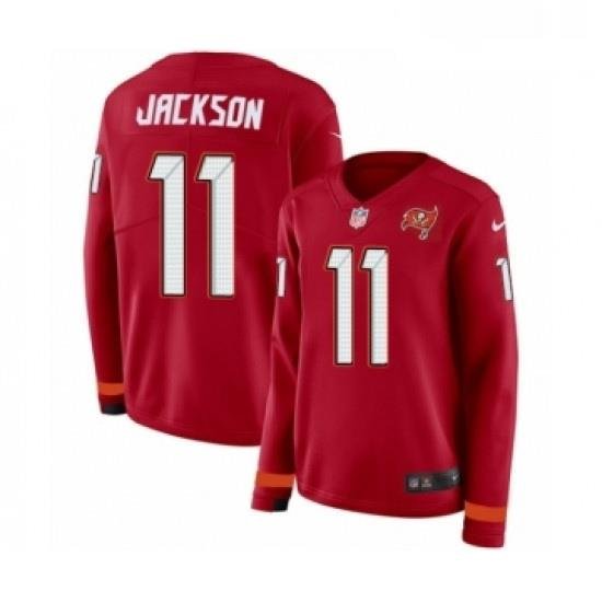 Womens Nike Tampa Bay Buccaneers 11 DeSean Jackson Limited Red Therma Long Sleeve NFL Jersey