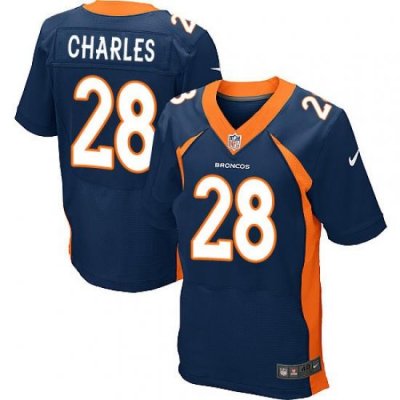 Nike Broncos #28 Jamaal Charles Navy Blue Alternate Men's Stitched NFL New Elite Jersey