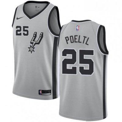 Mens Nike San Antonio Spurs 25 Jakob Poeltl Swingman Silver NBA Jersey Statement Edition