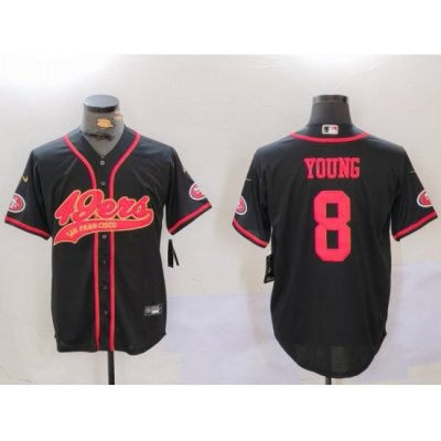 Men San Francisco 49ers  8 Steve Young Black With Patch Cool Base Stitched Baseball Jersey