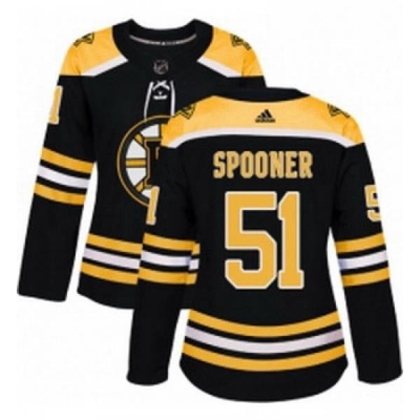 Womens Adidas Boston Bruins 51 Ryan Spooner Authentic Black Home NHL Jersey