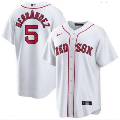 Men Men Boston Red Sox 5 Enrique Hernandez White Cool Base Jersey