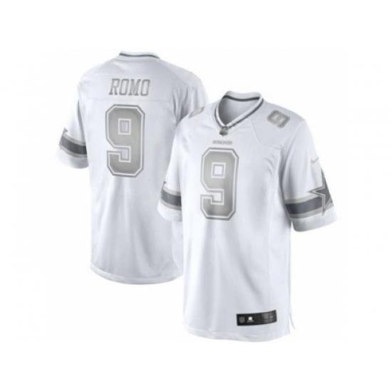 Nike Dallas CoWboys 9 Tony Romo White Limited Platinum NFL Jersey