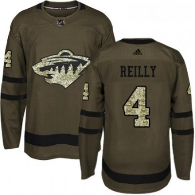 Youth Adidas Minnesota Wild 4 Mike Reilly Premier Green Salute to Service NHL Jersey