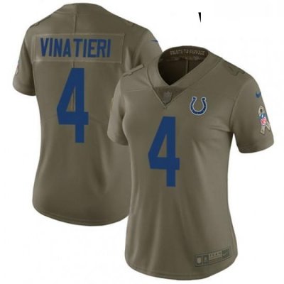 Womens Nike Indianapolis Colts 4 Adam Vinatieri Limited Olive 2017 Salute to Service NFL Jersey